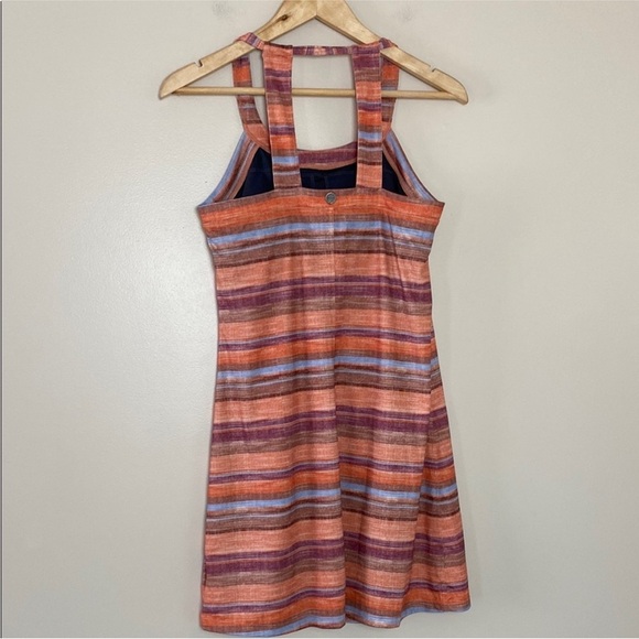 Prana Cantine Striped Sleeveless Dress Halter Orange Terra Soleil Size M - Picture 8 of 14